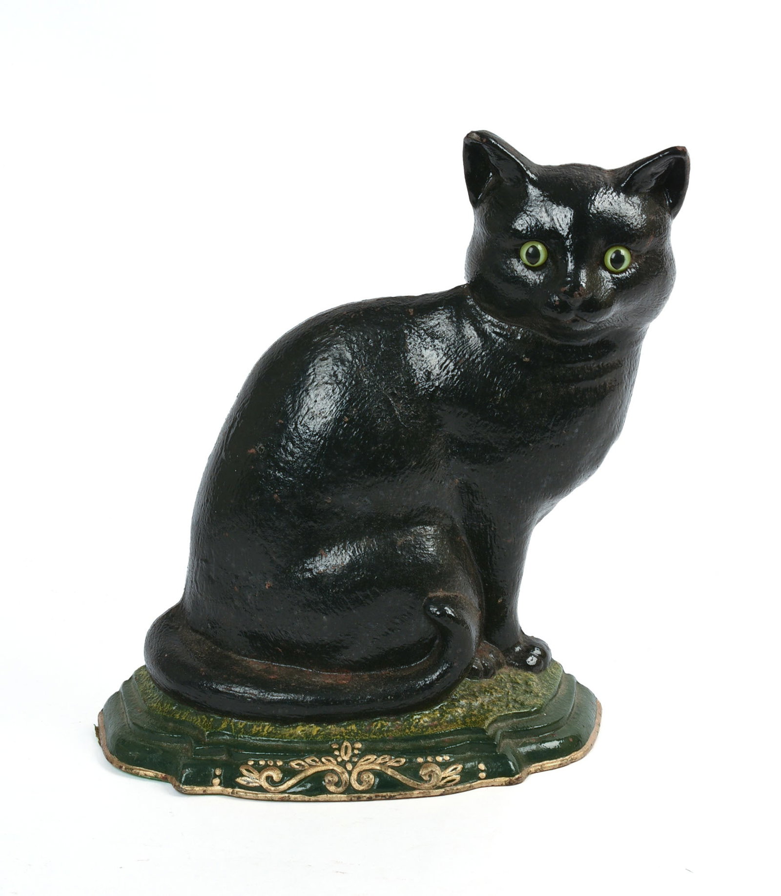 Large Old Black Cat Cast Iron Doorstop: Height 12 inches.