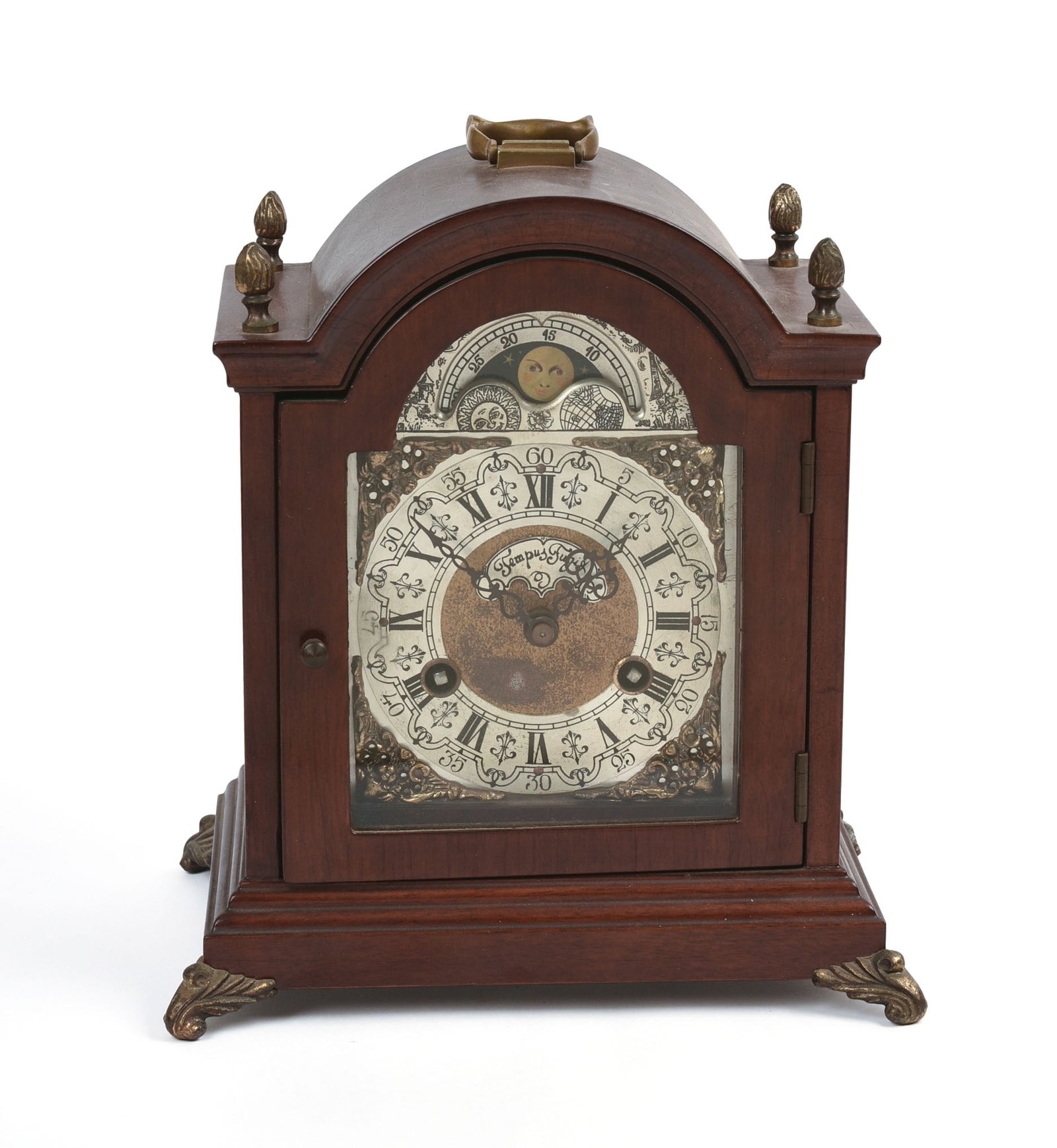 Moon Phase Mantle Clock.: Height 9.5 inches. Includes pendulum, not tested.
