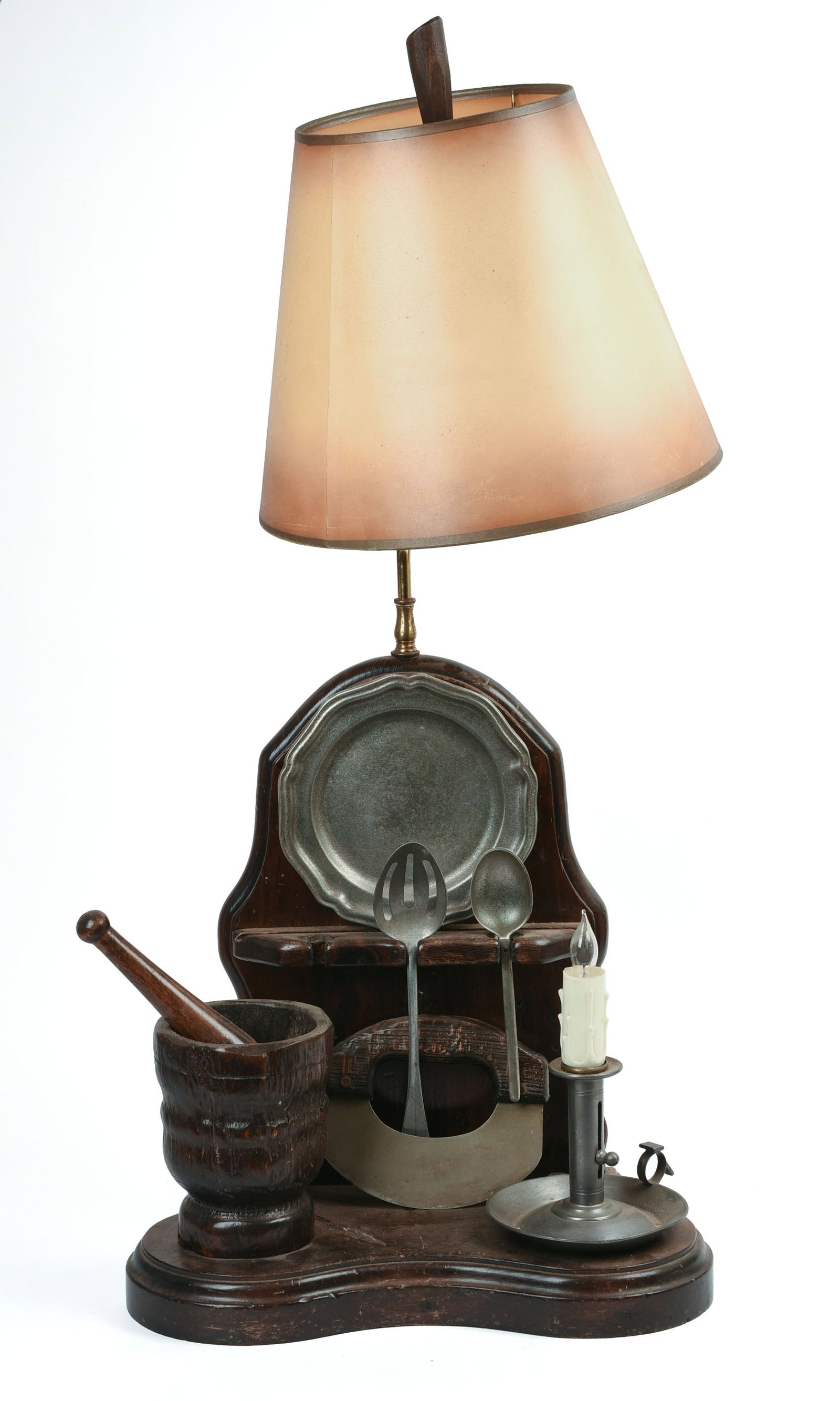 Antique Lamp With Mortar & Pestle. (1 of 5)