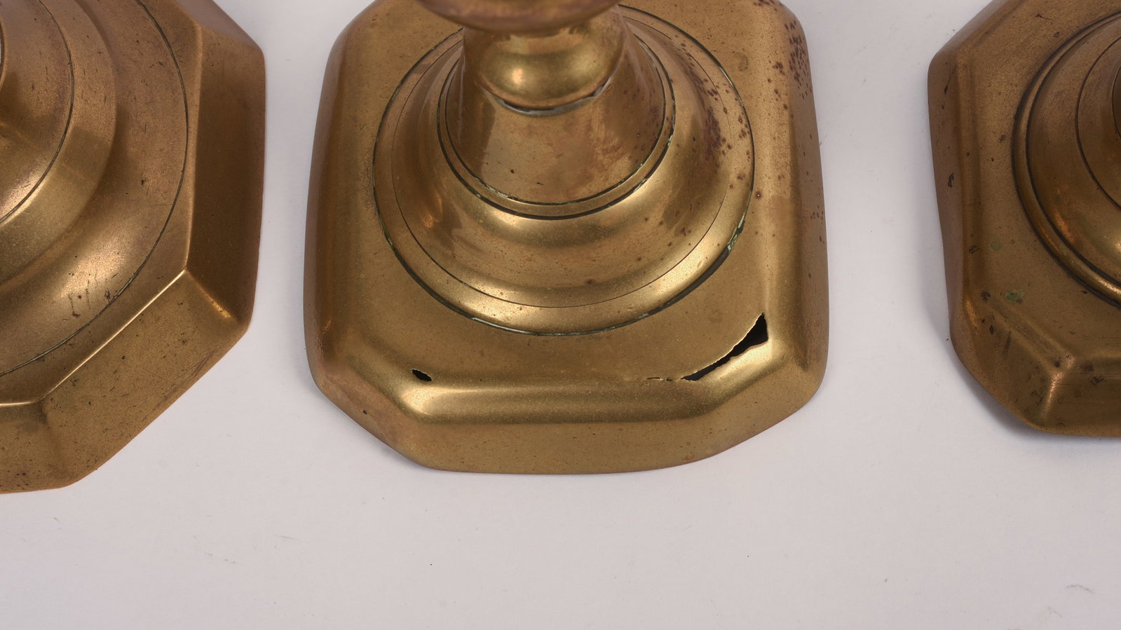 Five Brass Candlesticks and a Chamberstick. - 2