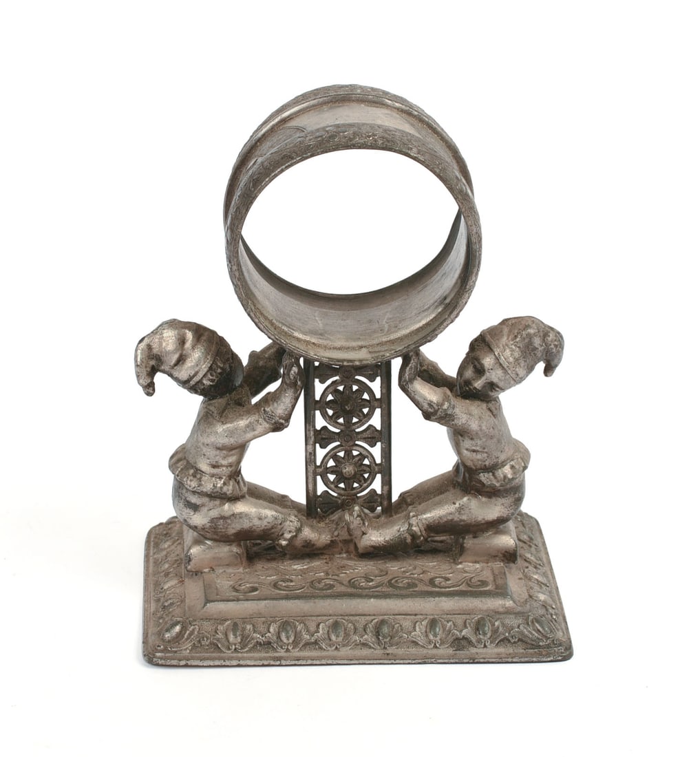 Rare Antique Reed & Barton Elves Silverplate Napkin Ring: Height 4 inches.