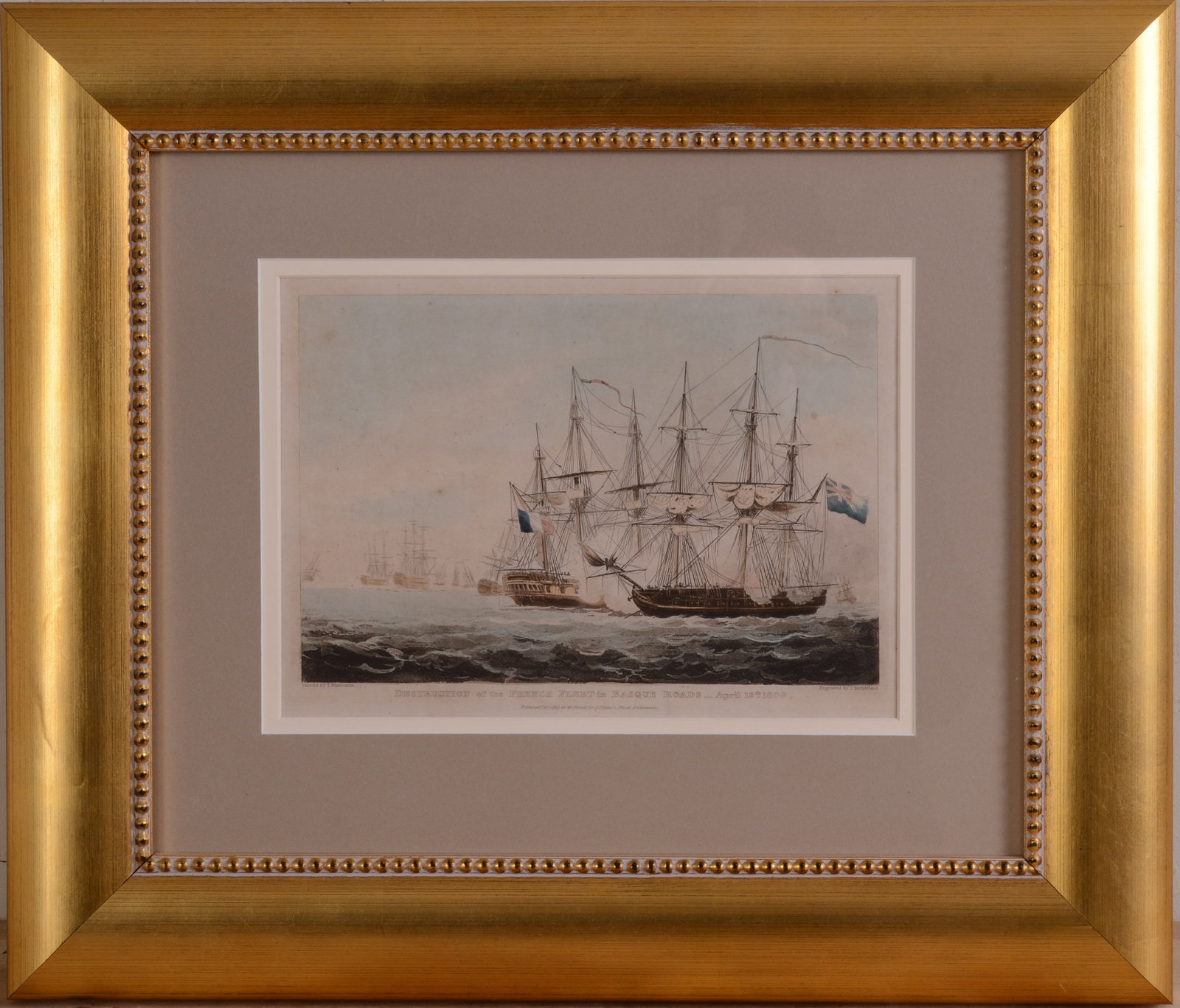 T. Sutherland Engraving: Destruction of the French Fleet. (1 of 2)