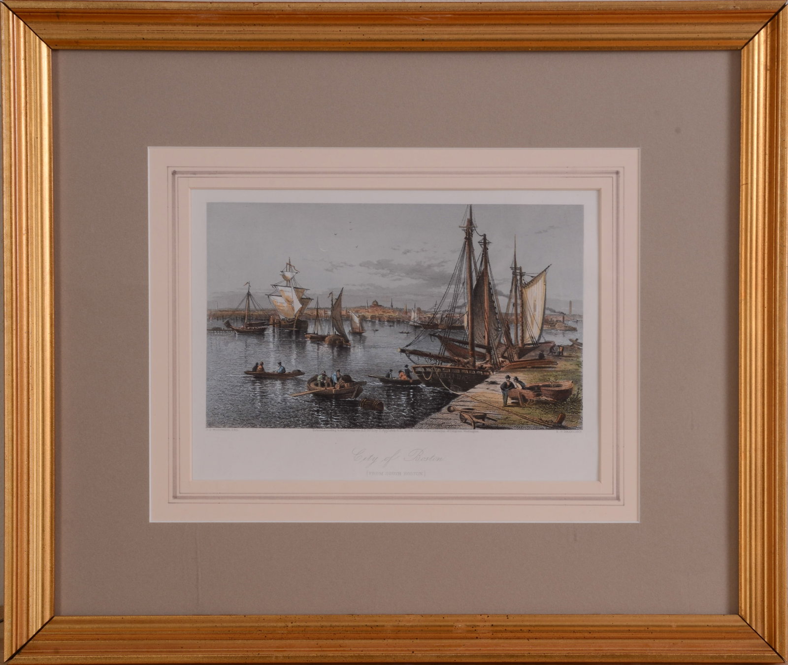 E.F. Brandard Engraving: City of Boston.: 7 x 9.5 inches, sight. Nicely framed, 15.5 x 18 inches.