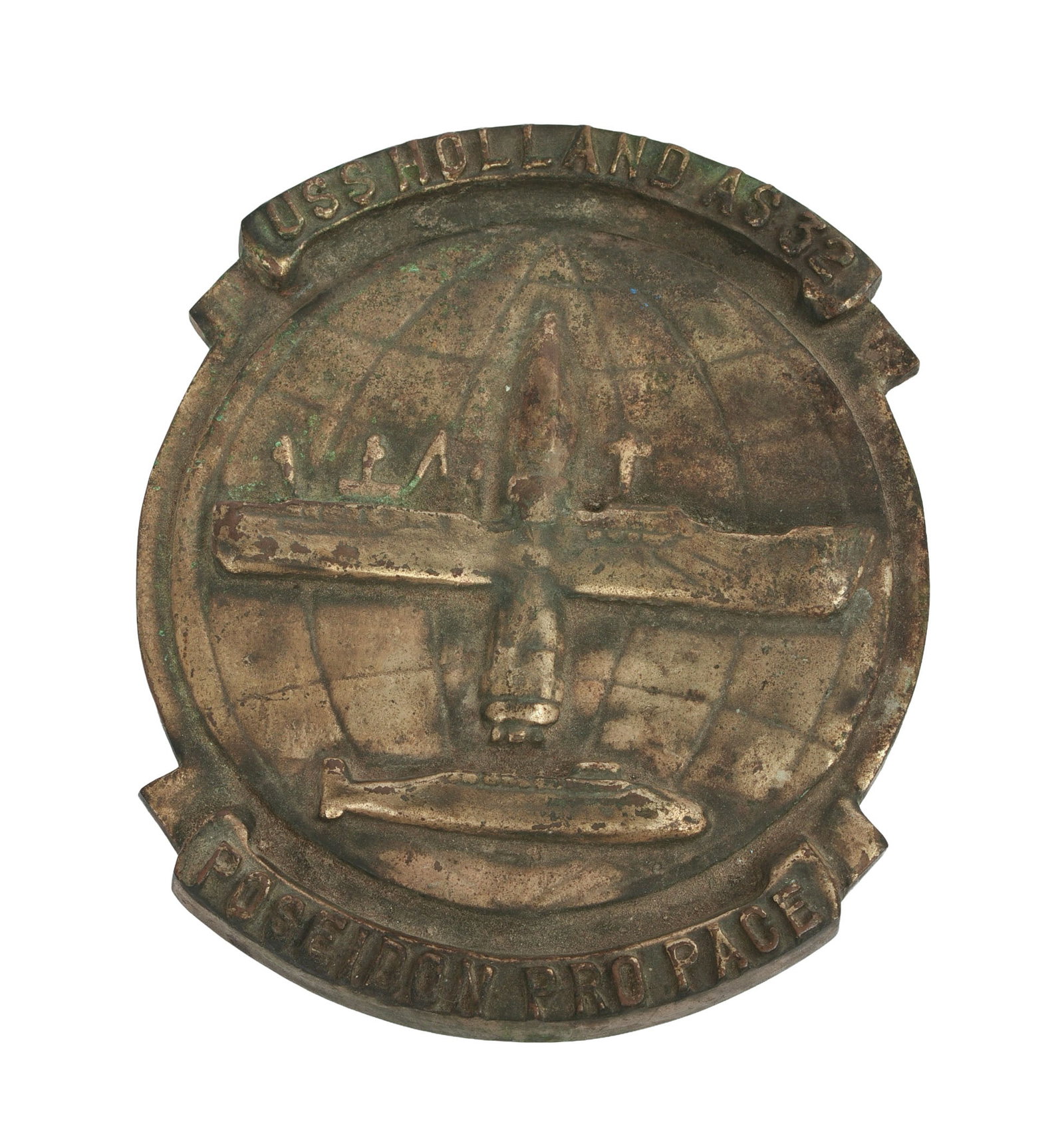 USS Holland AS 32 Poseidon Pro Pace Brass Plaque: 6 x 5 inches.
