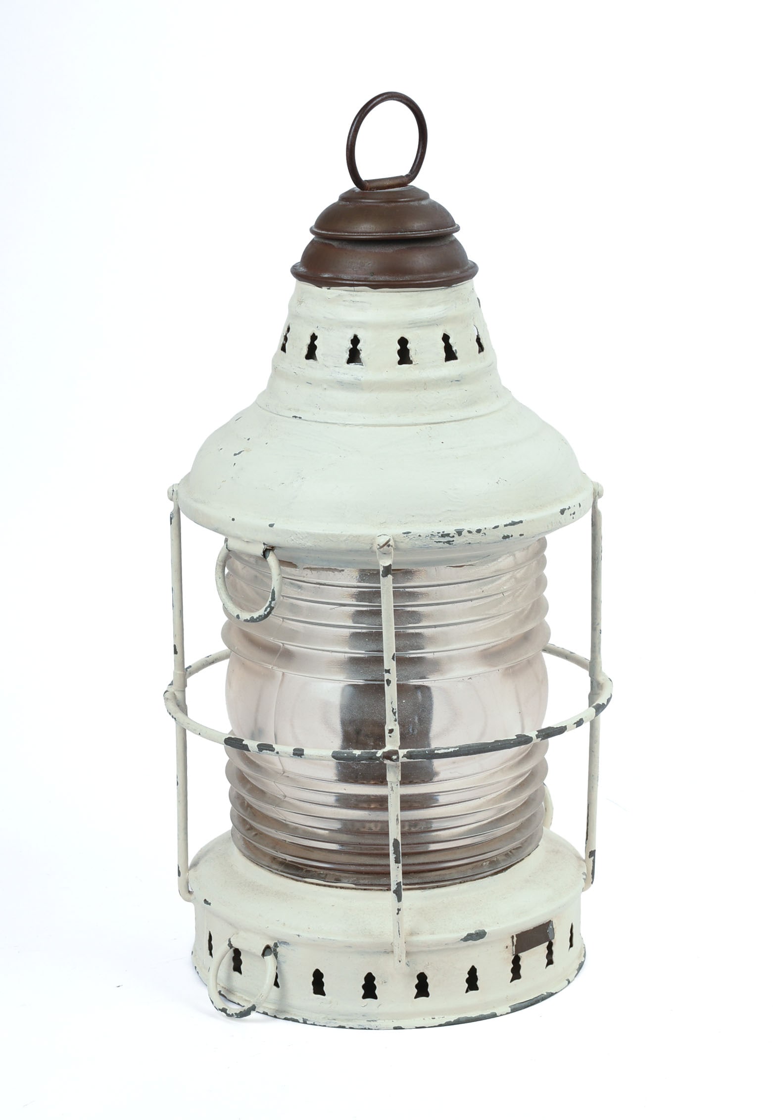 Large Ship's Lantern.: Later white paint. Height 16 inches.