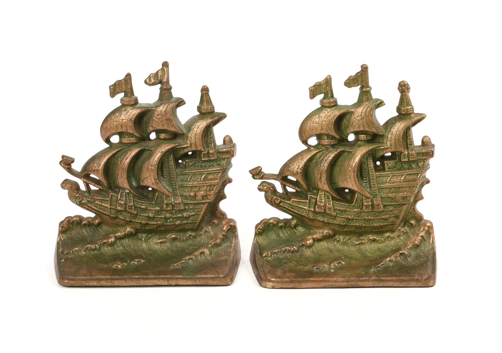Pair of Brass Ship Bookends. (1 of 2)
