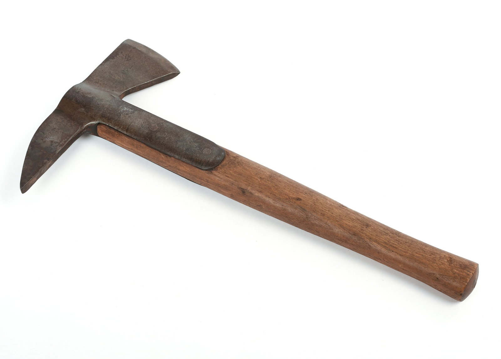 Early Boarding Axe.: Length of head 8 inches. Replaced handle, overall length 15.5 inches.