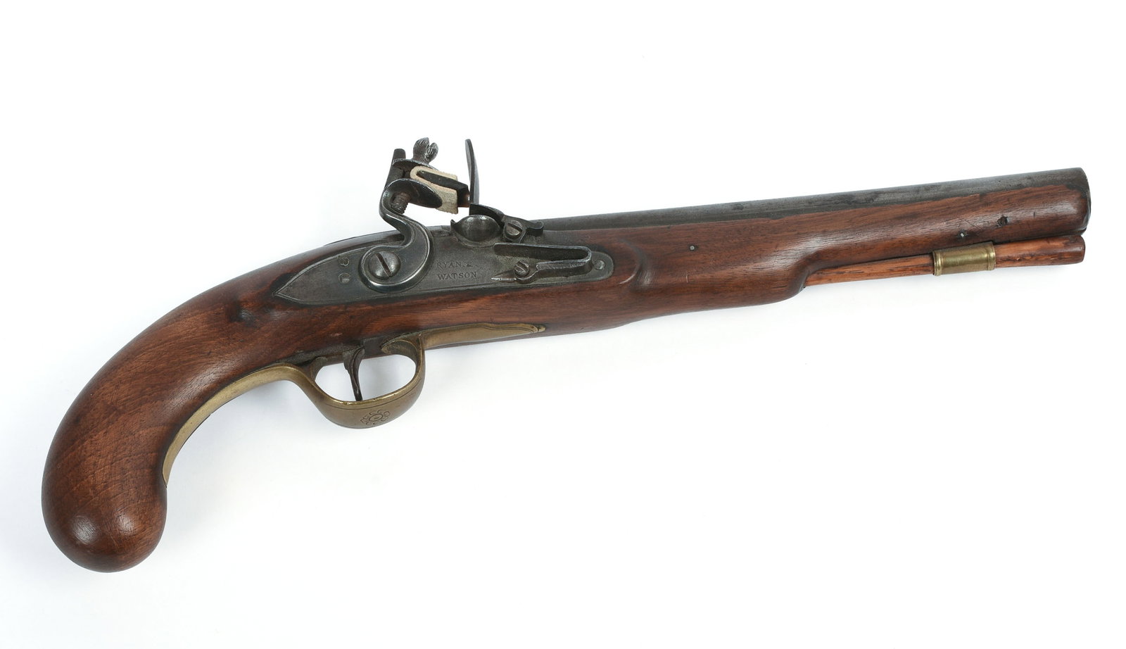 Ryan & Watson Flintlock Pistol.: Overall length 15 inches. Nice condition.