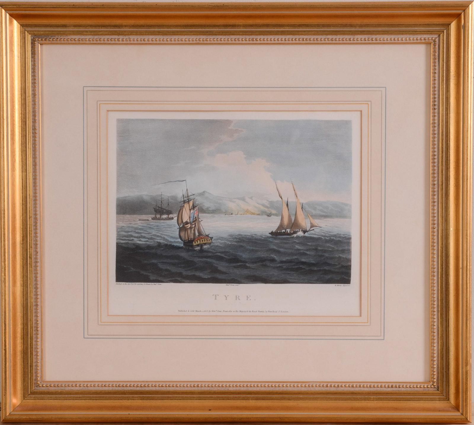 H. Merke Lithograph: Tyre.: After F.B. Spilsbury, 10 x 12.5 inches, sight. Nicely framed, 21 x 23.5 inches.