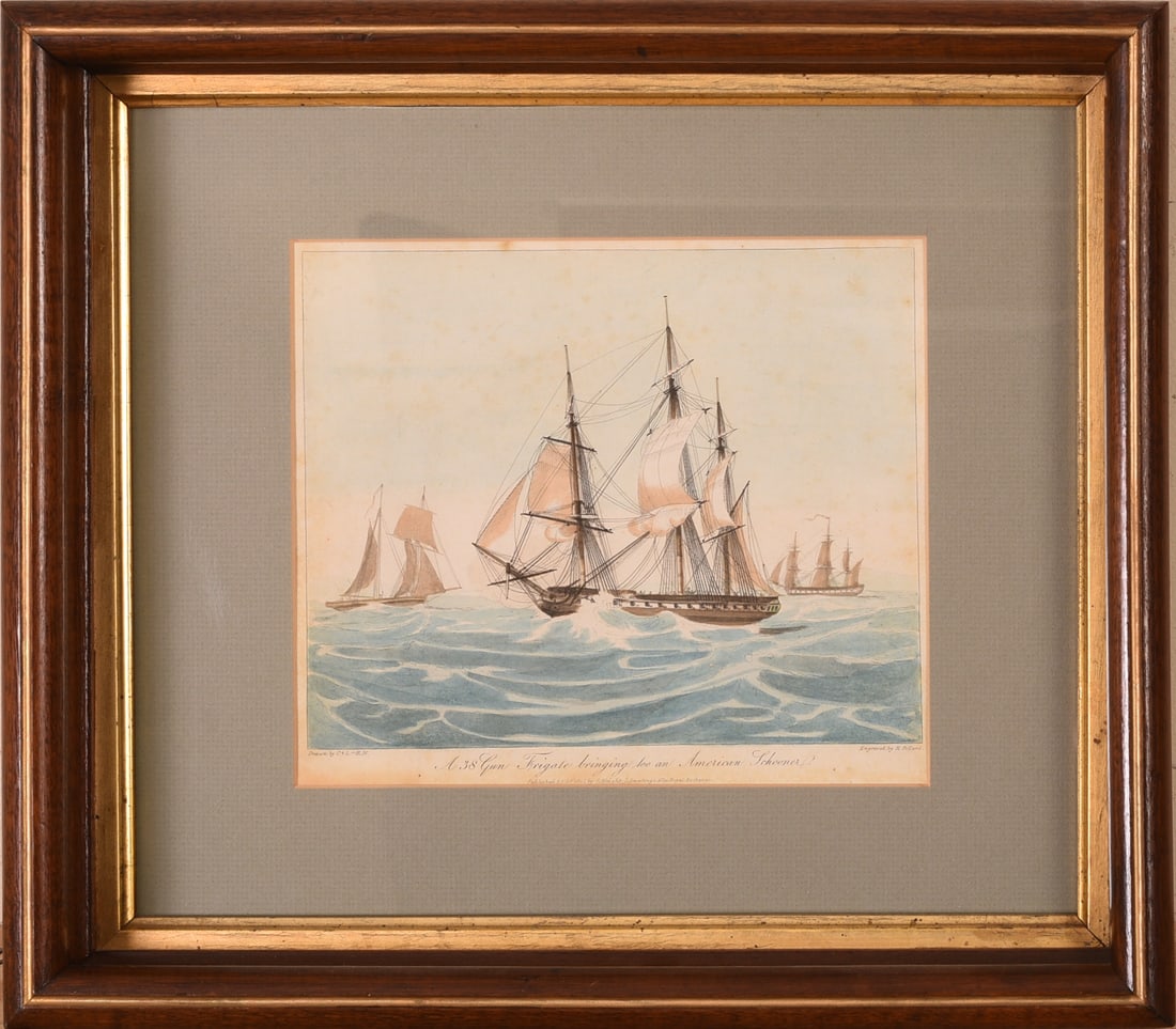 R. Pollard Engraving of a Frigate (1 of 4)