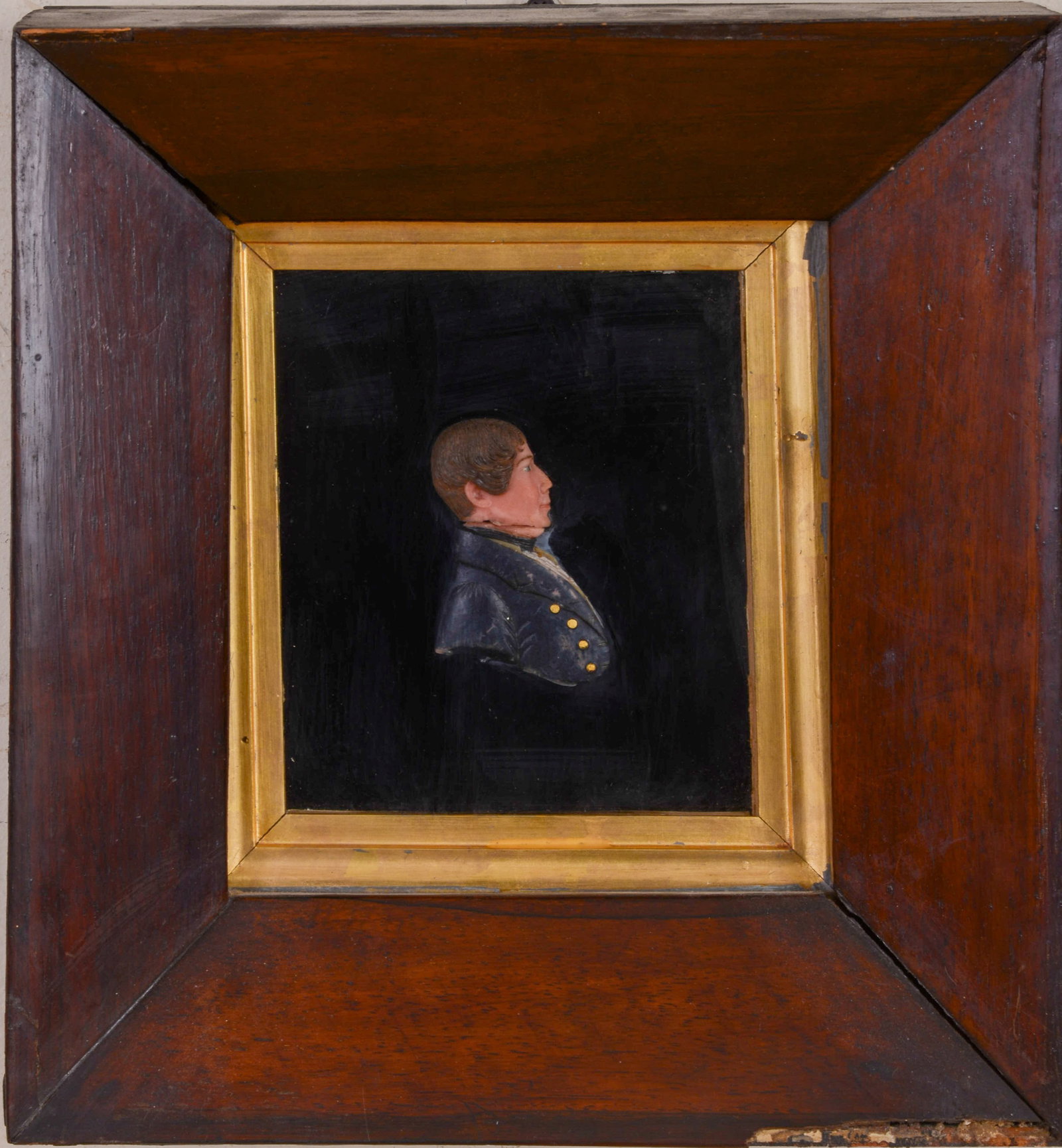 Wax Profile Portrait of a Man.: Frame 11 x 10.25 inches.