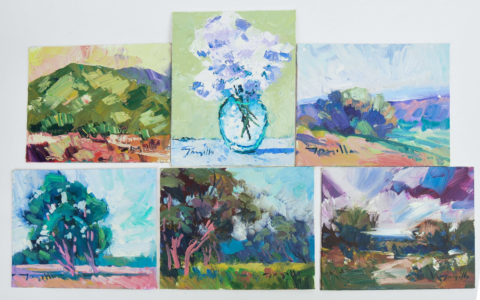 Jose Trujillo (b. 1982). Eight Paintings.: Oil on board, 8 x 10 inches.