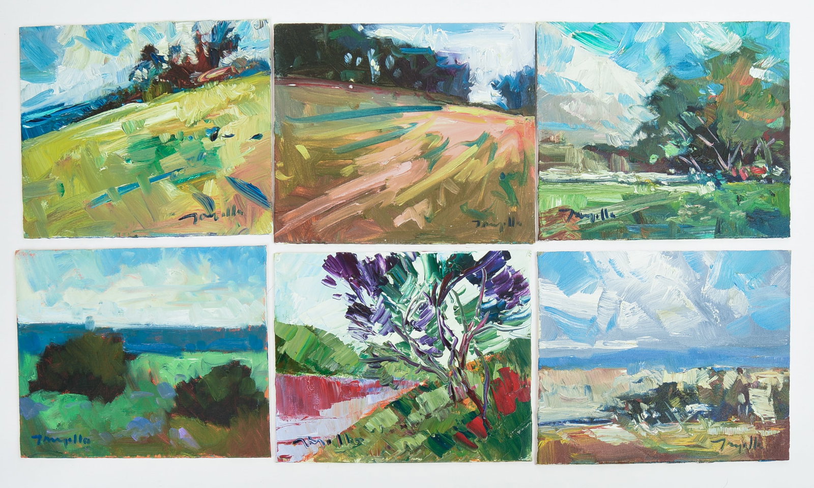 Jose Trujillo (b. 1982). Eight Paintings.: Oil on board, 8 x 10 inches.