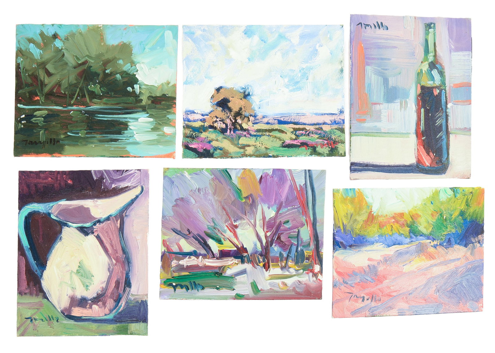 Jose Trujillo (b. 1982). Eight Paintings.: Oil on board, 8 x 10 inches.