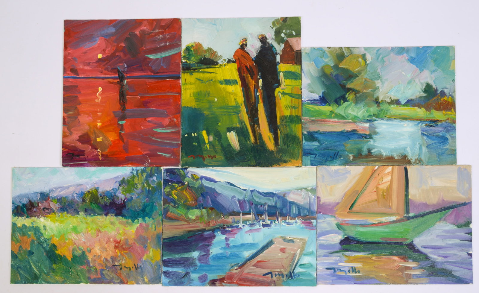 Jose Trujillo (b. 1982). Six Paintings.: Oil on board, 11 x 14 inches.