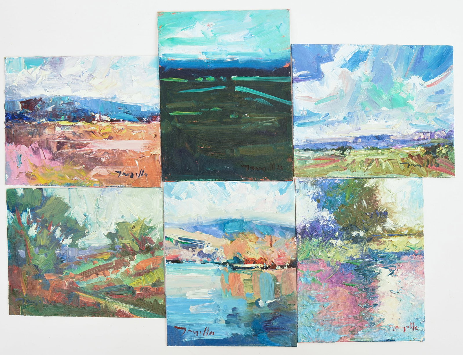 Jose Trujillo (b. 1982). Eight Paintings.: Oil on board, 8 x 10 inches.
