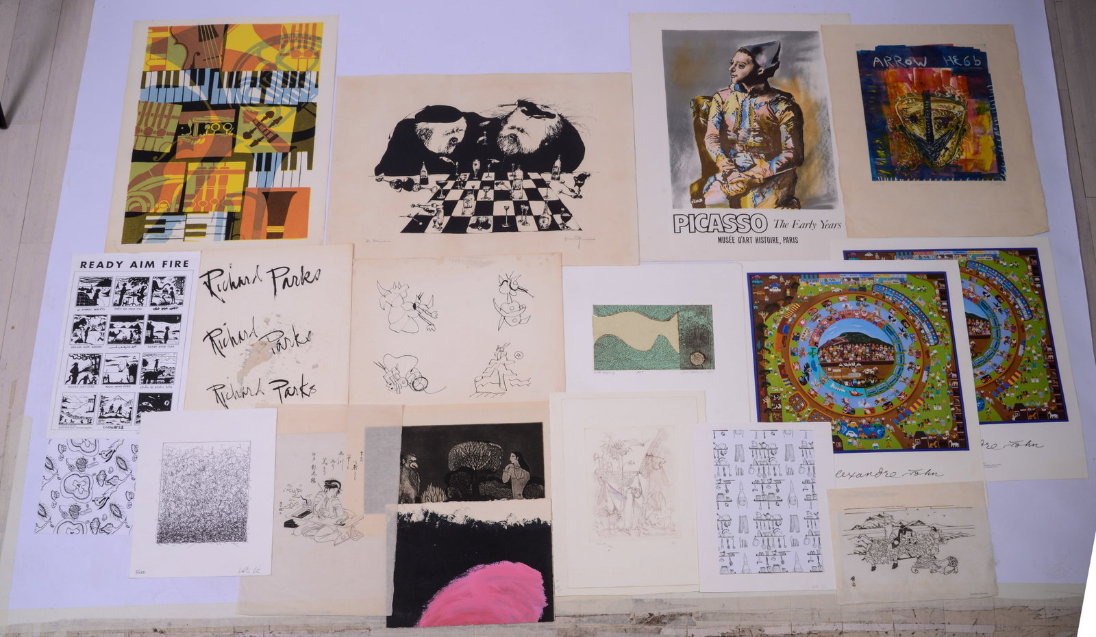 Collection of Contemporary Prints.: Largest sheet 20 x 26 inches, some artist signed.