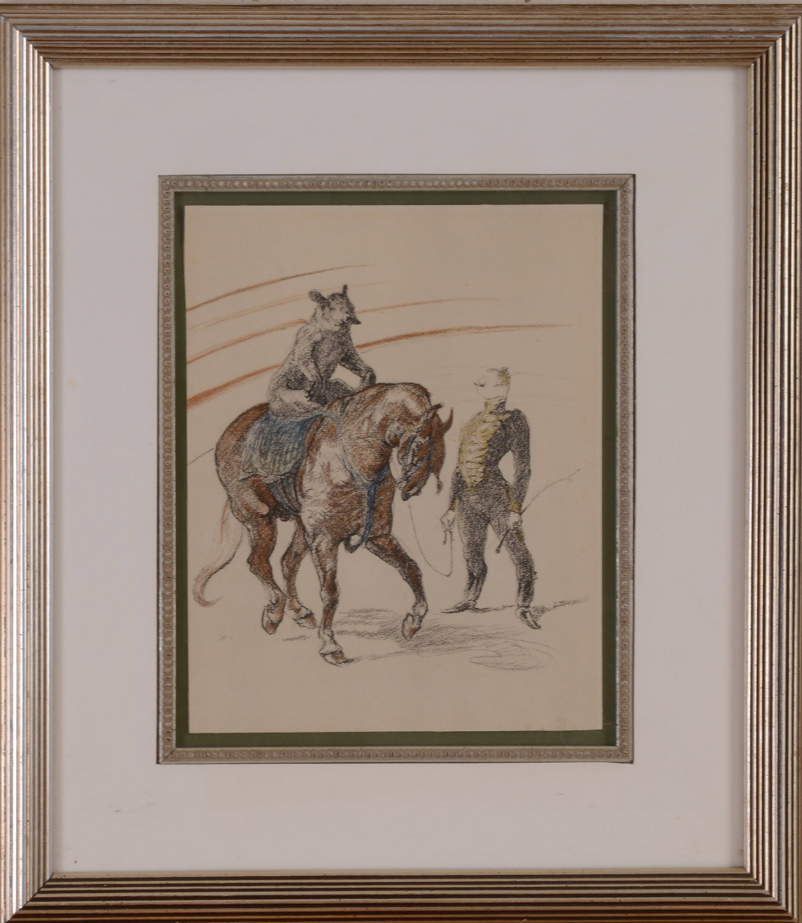 Illustration of a CIrcus Trainer With Horse and Bear. (1 of 2)