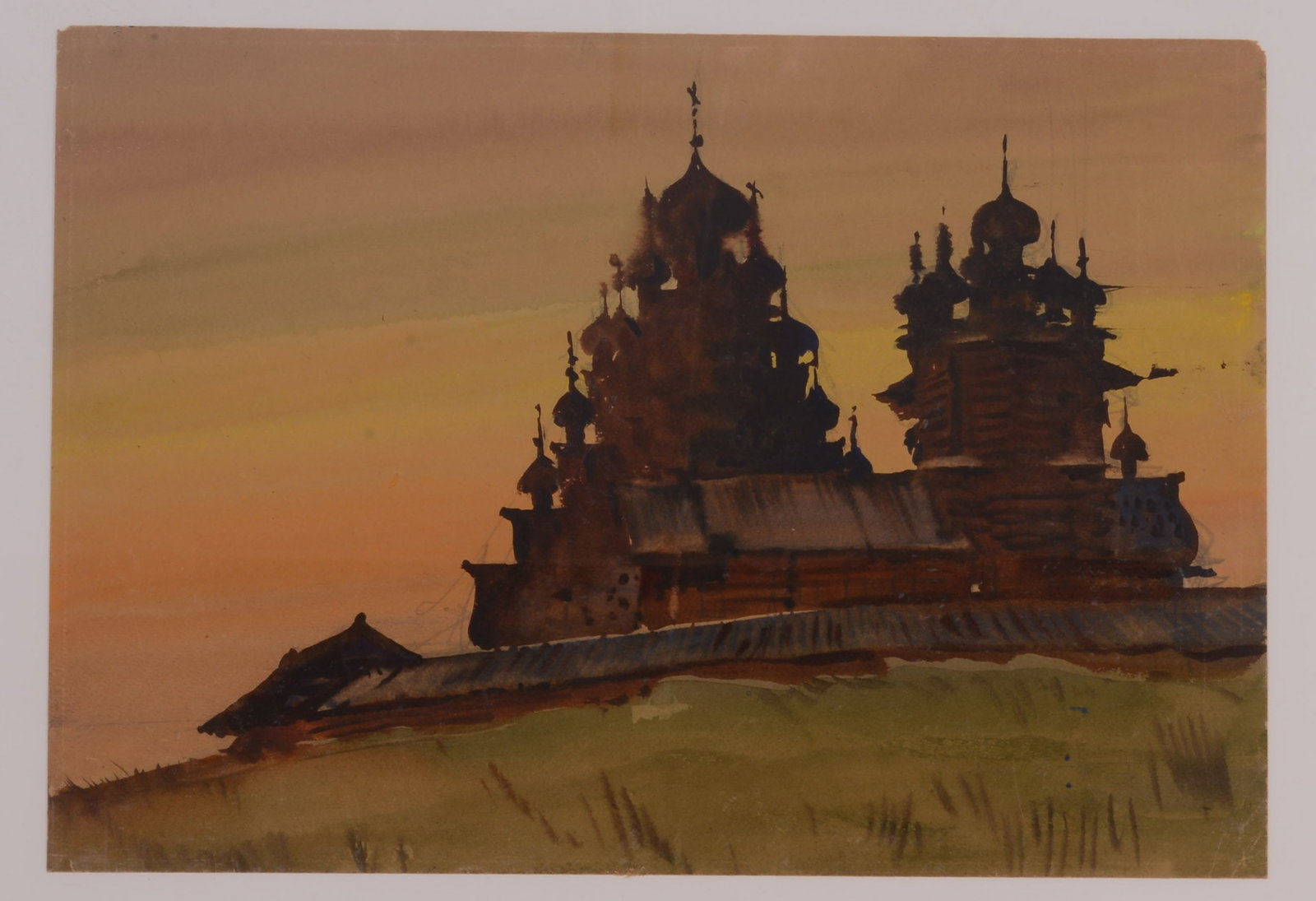 Russian Impressionist Watercolor.: 16 x 22.5 inches, signed lower right.