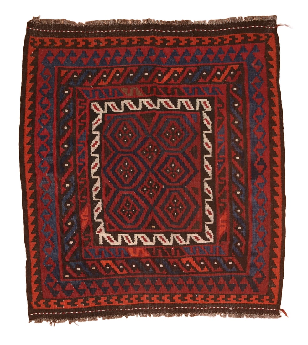 Vintage Hand Woven Kilim Carpet.: 45 x 40 inches. Good condition.