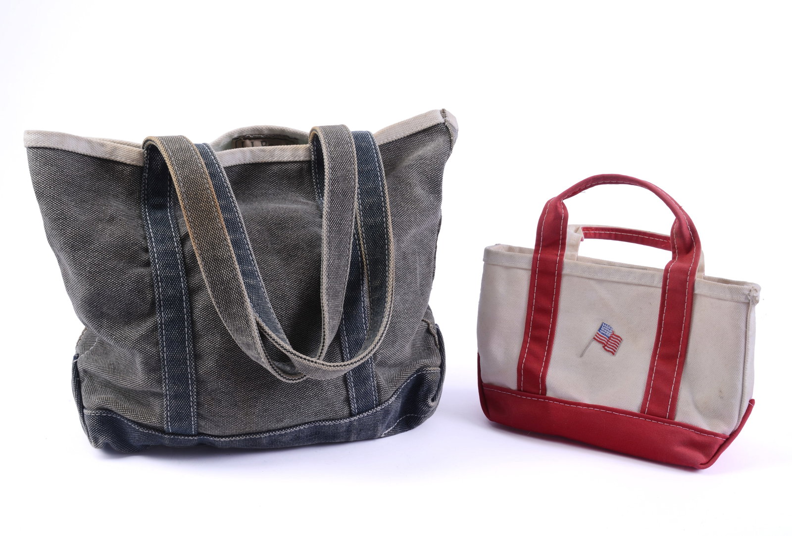 Two Vintage L L Bean Tote Bags: Larger 10 x 14 inches.