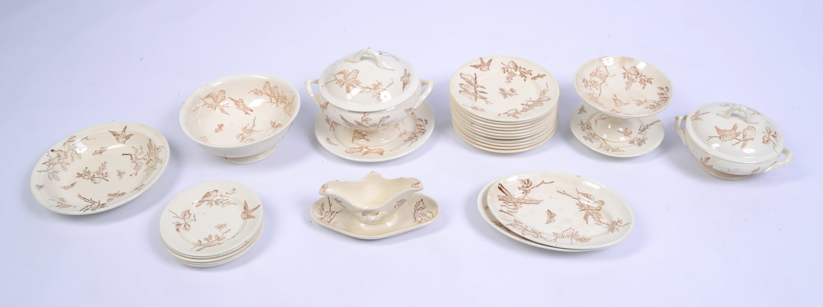 Brown Transferware Part Dinner Service. (1 of 5)