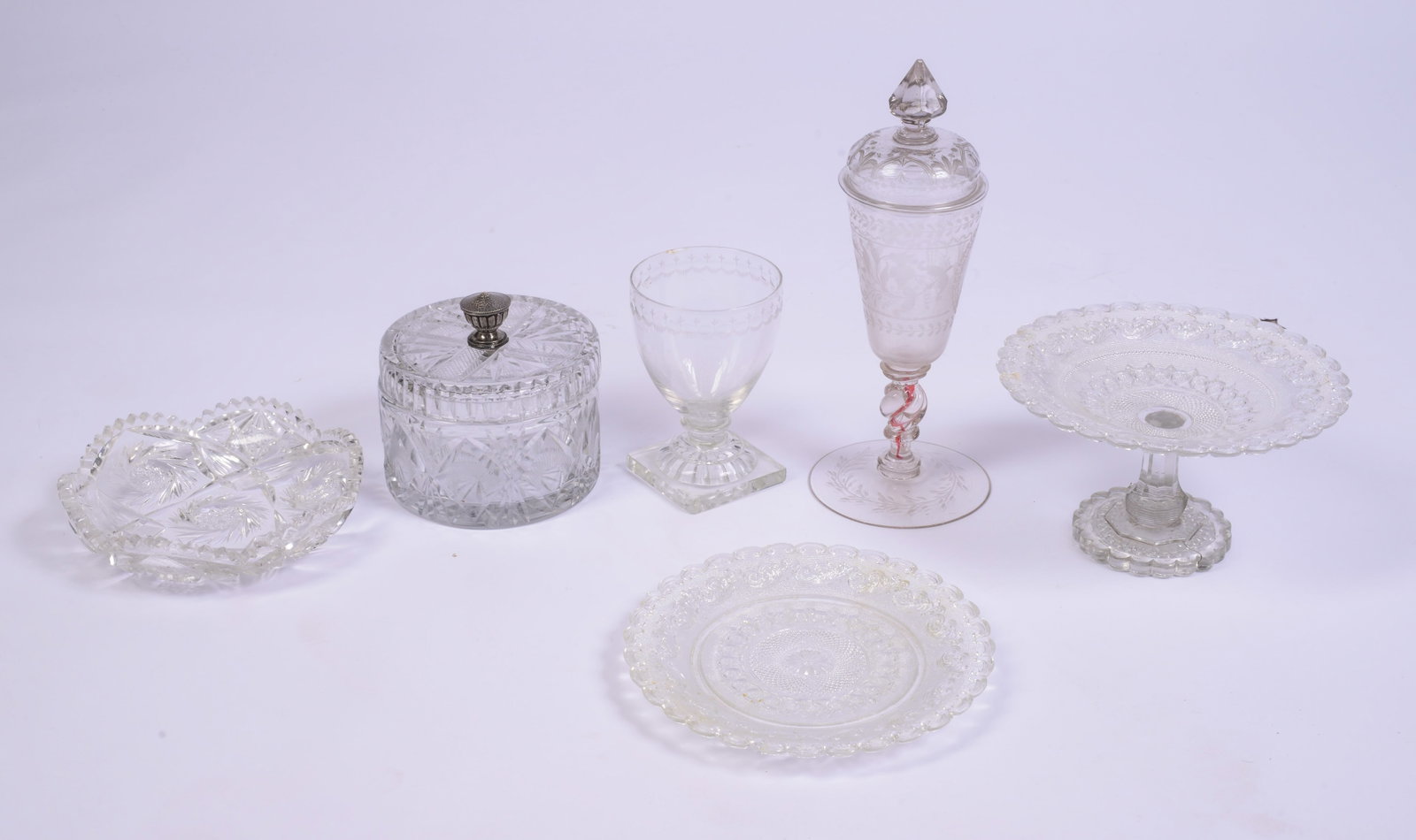 Group of Pressed and Cut Glass. (1 of 4)