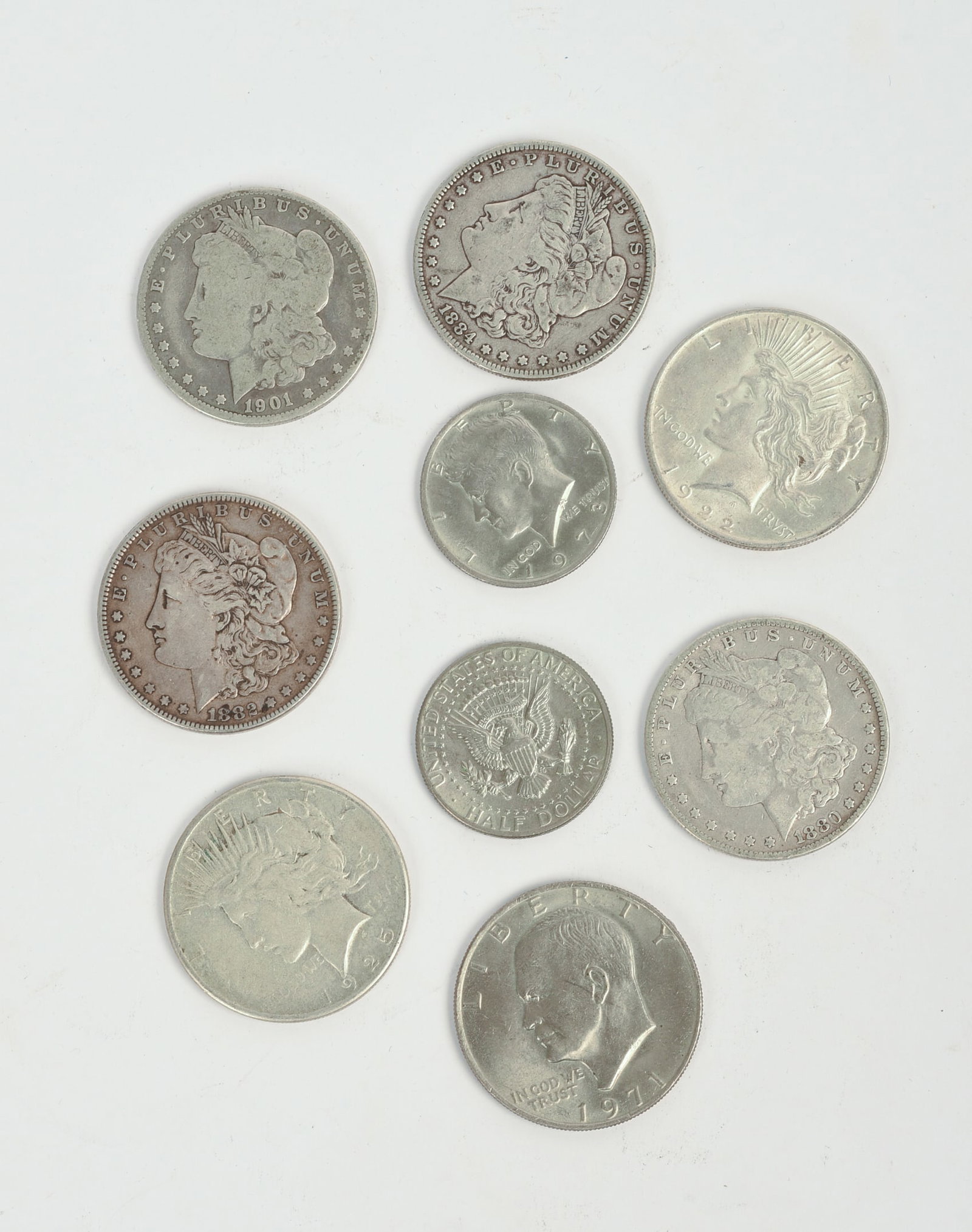 Nine American Coins. - 2