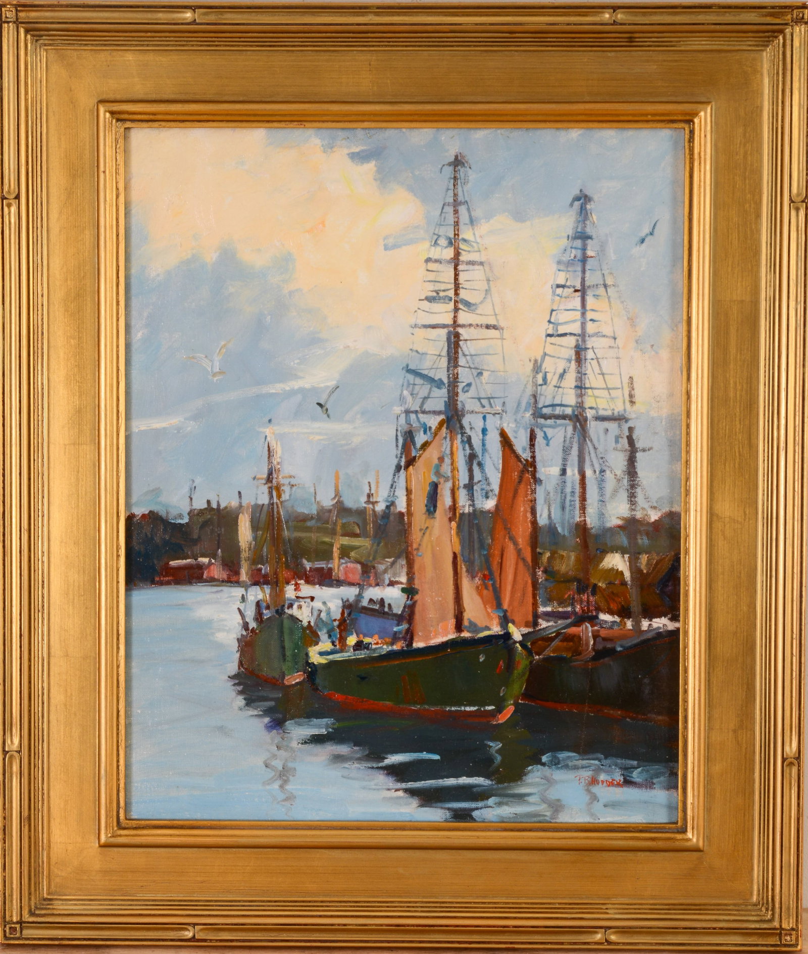 PAUL BEADEN HUDDER (1897-1991). GLOUCESTER DOCKS.: Oil on board, 20 x 16 inches, signed lower right. Framed, 26 x 22 inches.