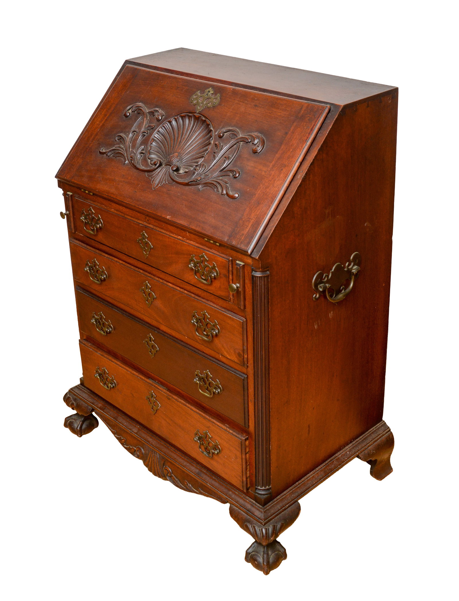 DIMINUTIVE CHIPPENDALE STYLE SLANT FRONT DESK. (1 of 4)
