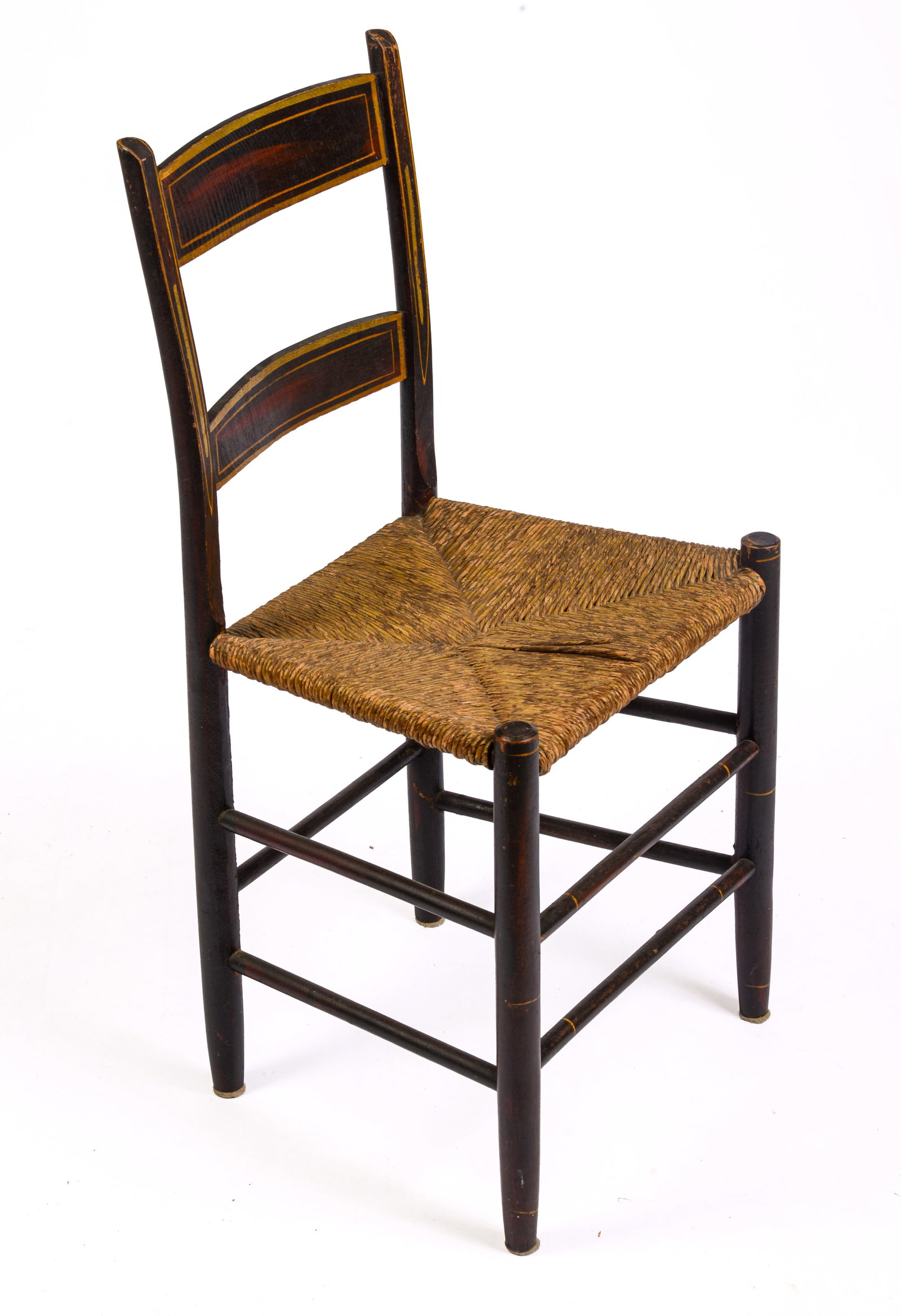NEW ENGLAND PAINT DECORATED CHILD'S CHAIR.: Seat height 17 inches, overall height 32 inches, width 16 inches, depth 13 inches.