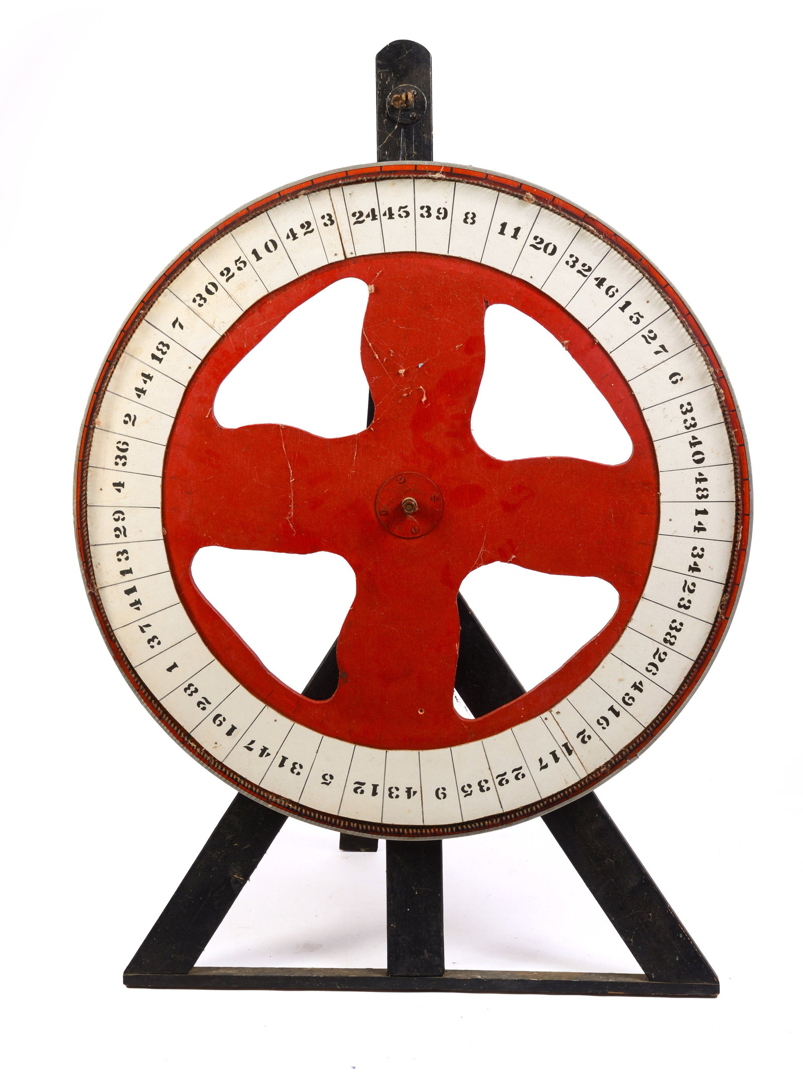 GAMING WHEEL. PARAGON PARK, NANTASKET BEACH, MASSACHUSETTS.: Includes stand. Diameter 41 inches. 