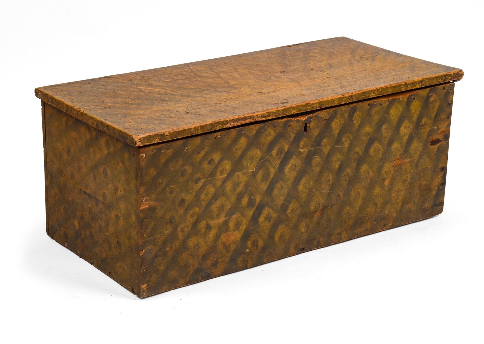 19TH CENTURY NEW ENGLAND PINE PAINT DECORATED BOX. (1 of 4)