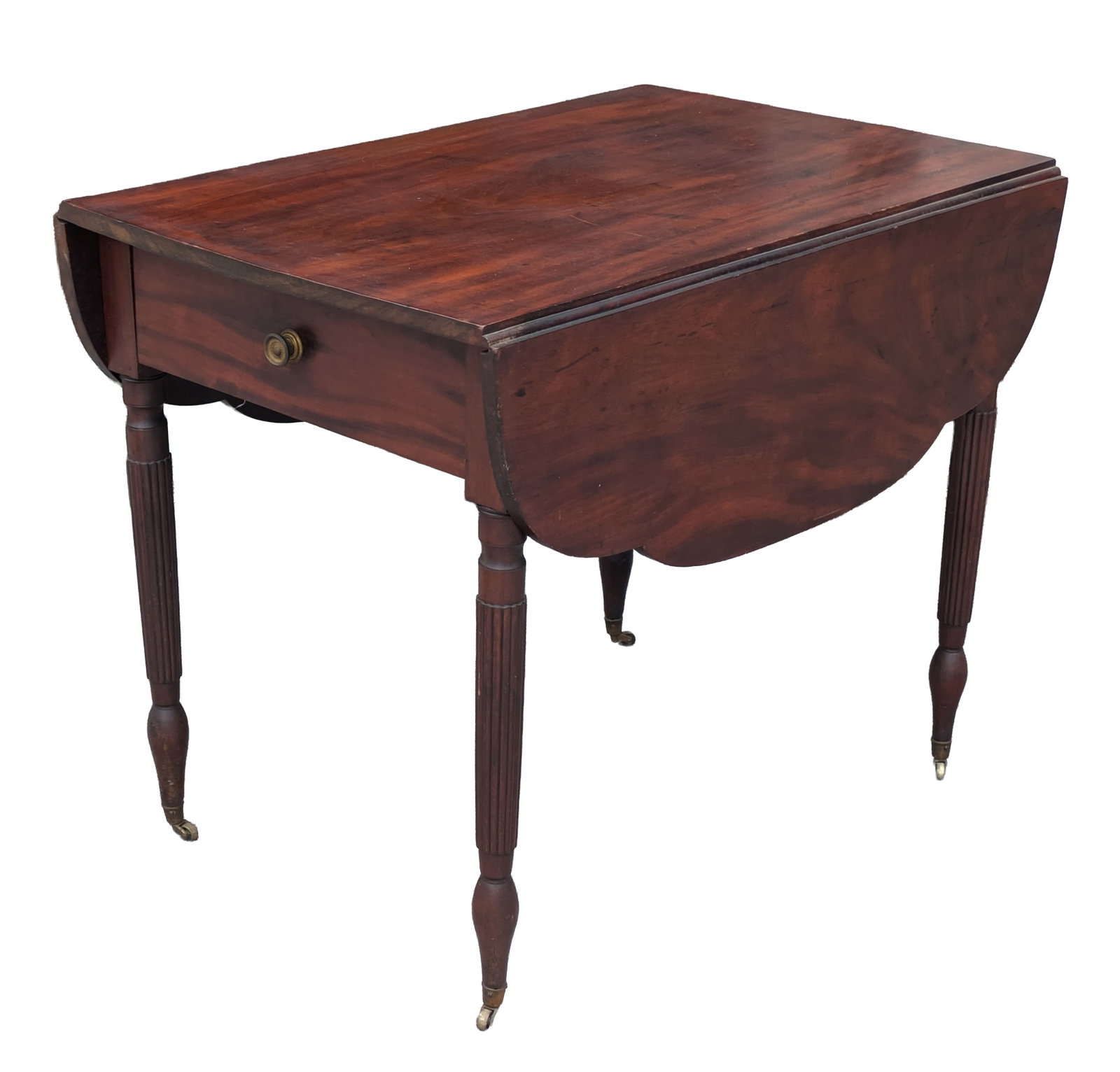 EARLY 19TH CENTURY MAHOGANY DROP-LEAF TABLE. ATTRIBUTED GEORGE WOODRUFF. (1 of 2)