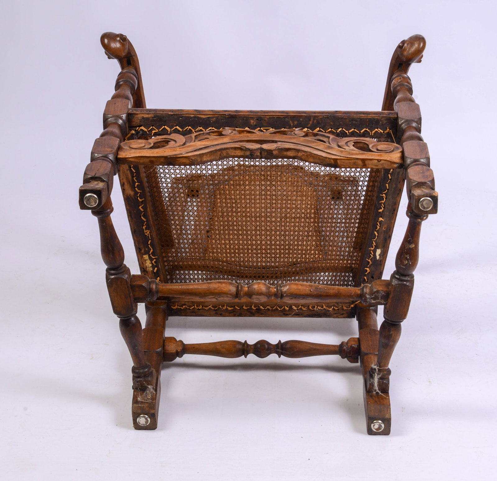 JACOBEAN CANE BACK ARMCHAIR. - 4