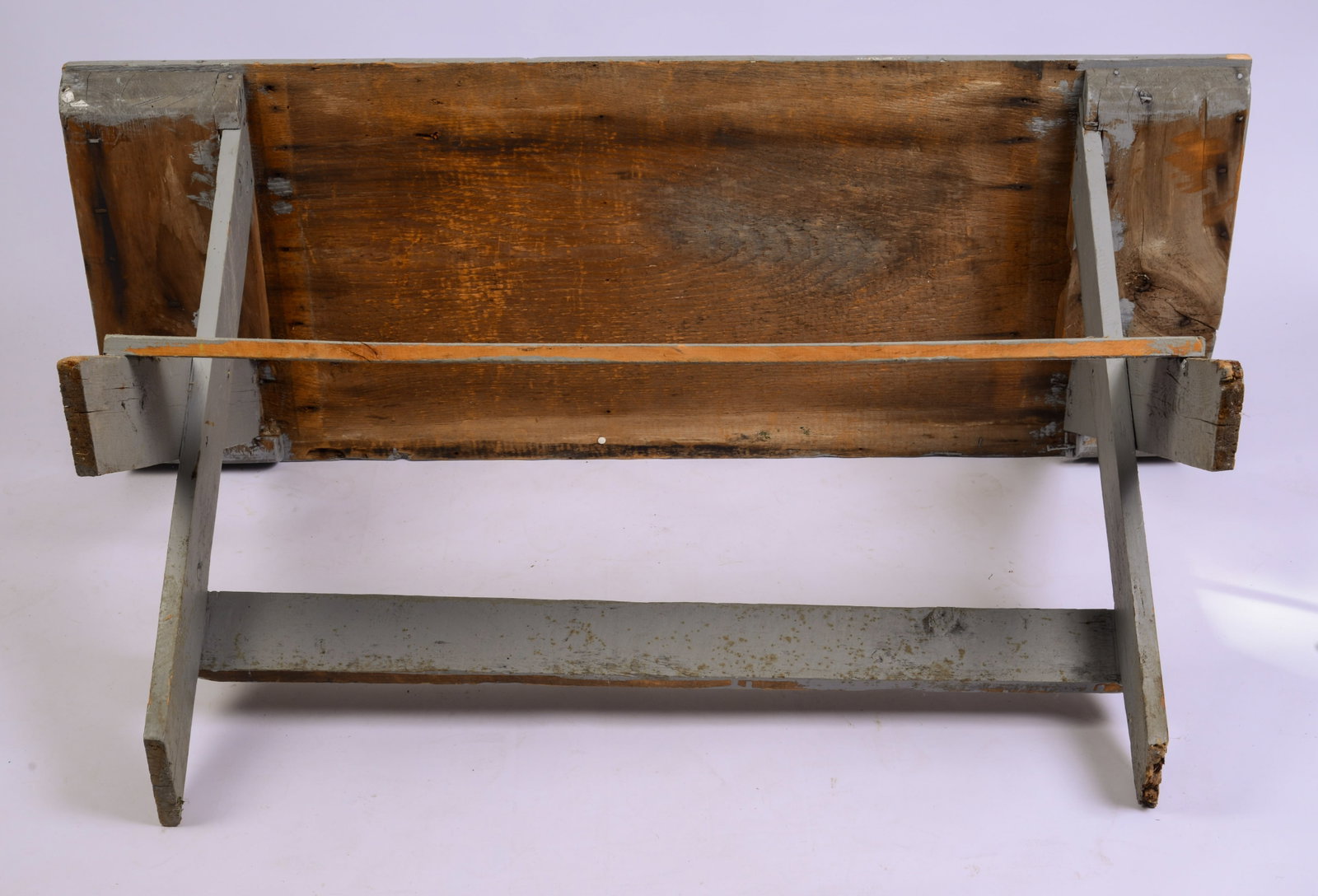 PINE TRESTLE TABLE IN BLUE PAINT. - 3