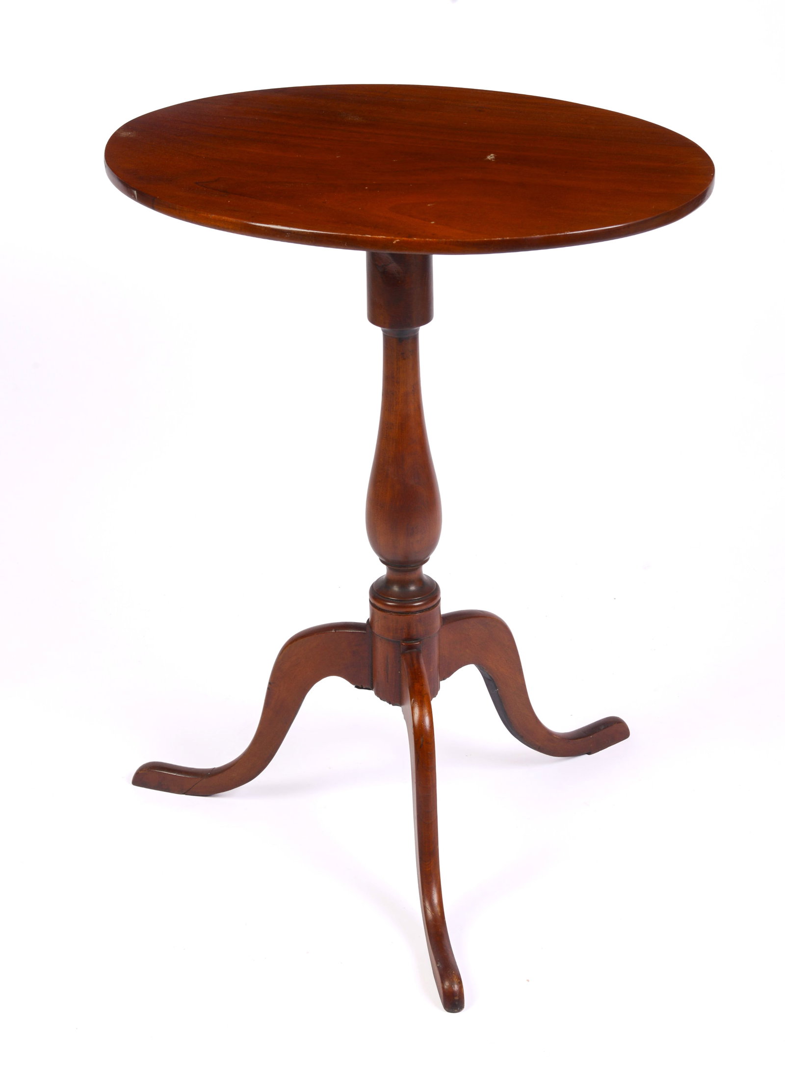NEW ENGLAND CHERRY TILT-TOP CANDLE STAND.: Height 28 inches, top 21.75 x 16 inches.