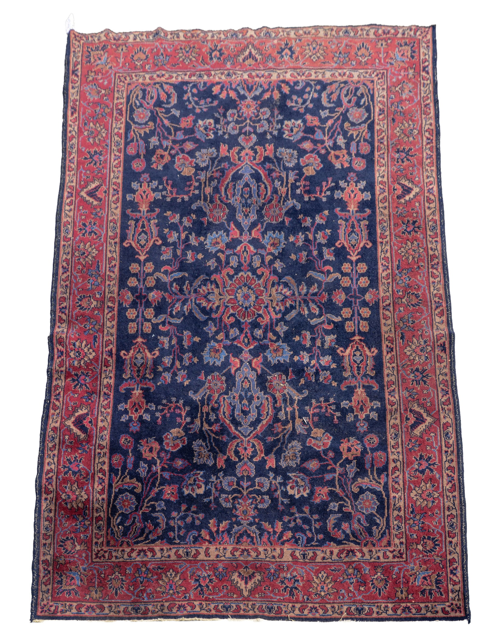 ANTIQUE ORIENTAL CARPET.: Handwoven. 9 feet 3 inches by 6 feet.