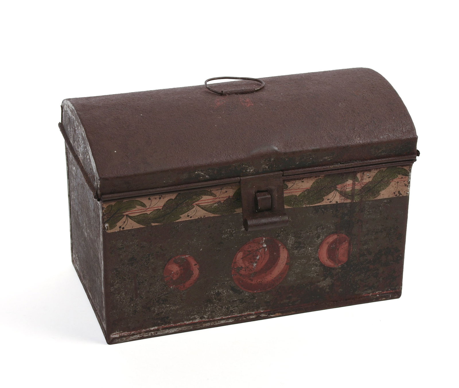 19TH CENTURY AMERICAN-PAINTED TINWARE DOME TOP BOX. (1 of 4)