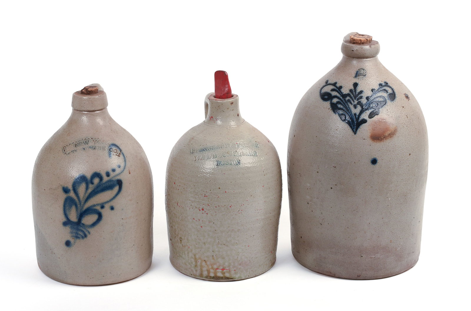 THREE STONEWARE JUGS. (1 of 6)