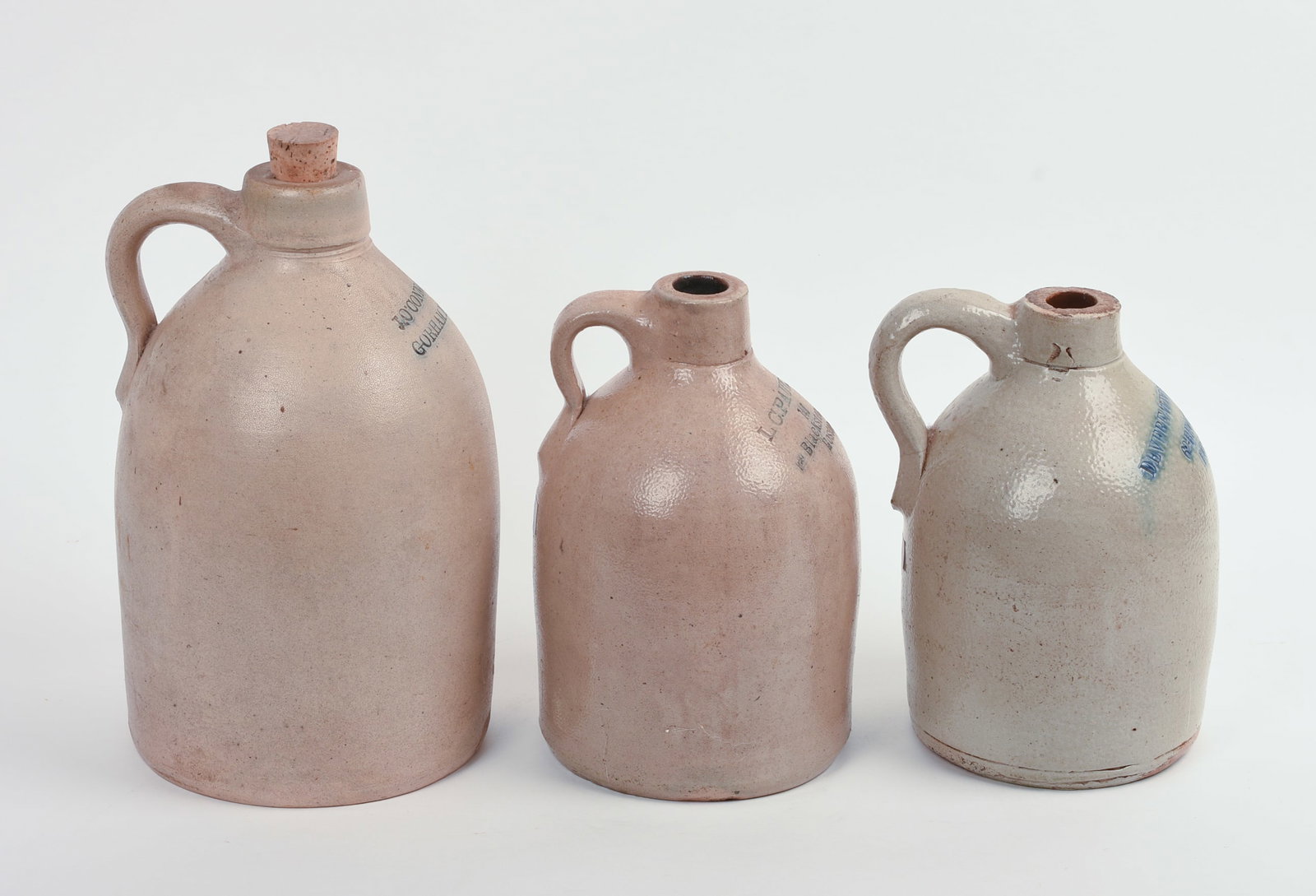 THREE STONEWARE JUGS. - 2