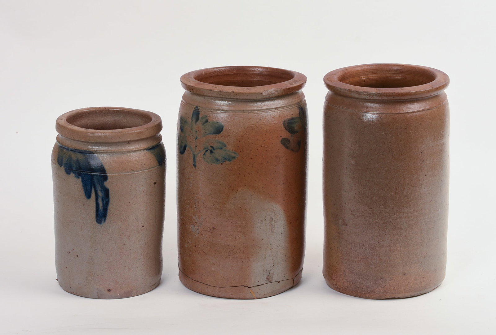 THREE STONEWARE CROCKS. - 2