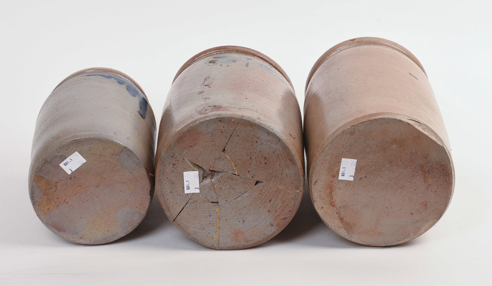 THREE STONEWARE CROCKS. - 4