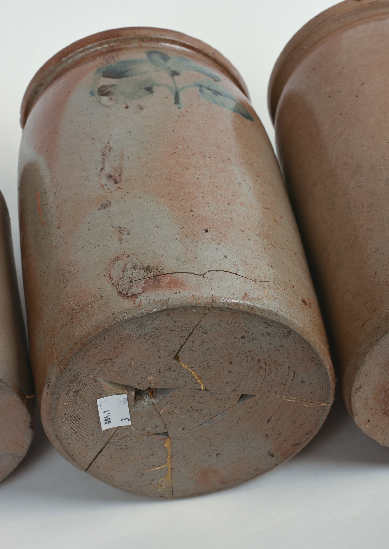THREE STONEWARE CROCKS. - 5