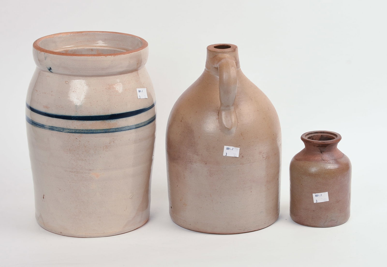 THREE STONEWARE PIECES. - 4