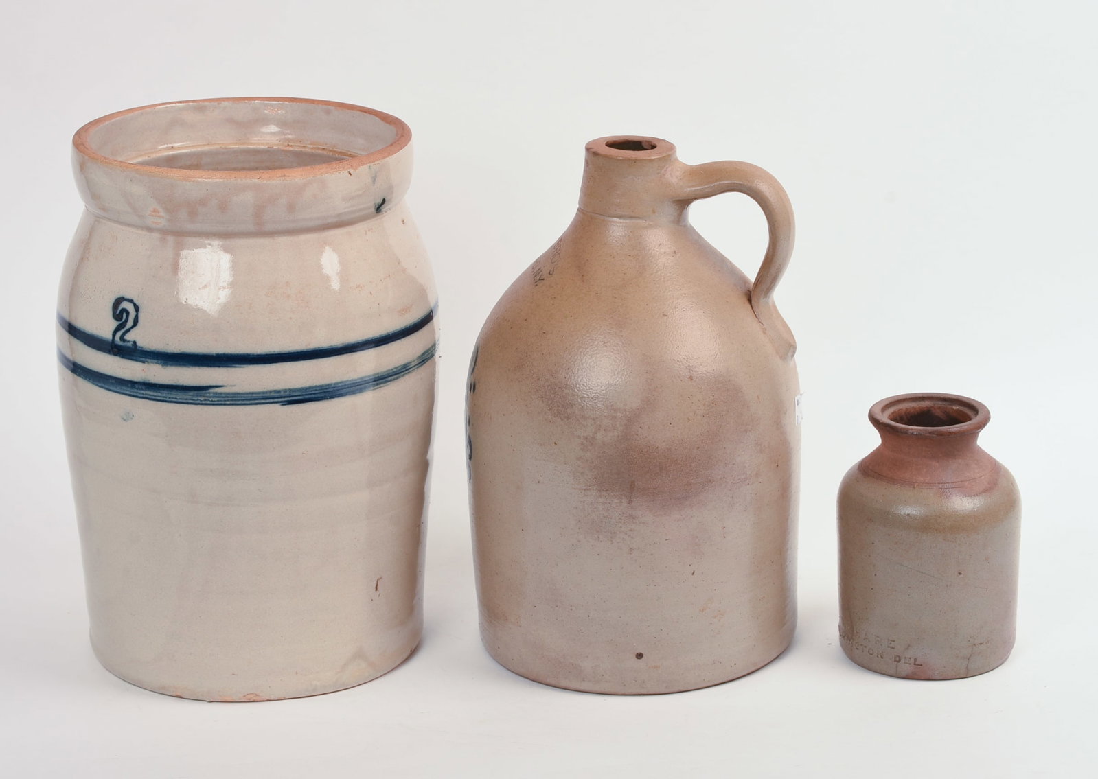 THREE STONEWARE PIECES. - 5