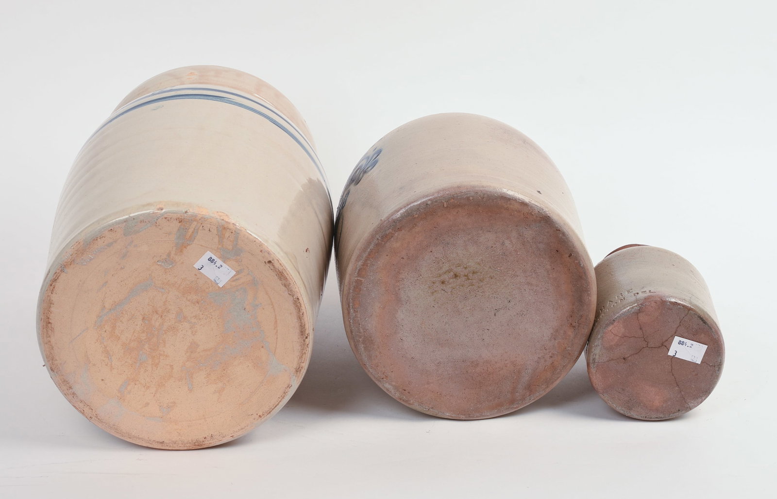 THREE STONEWARE PIECES. - 6