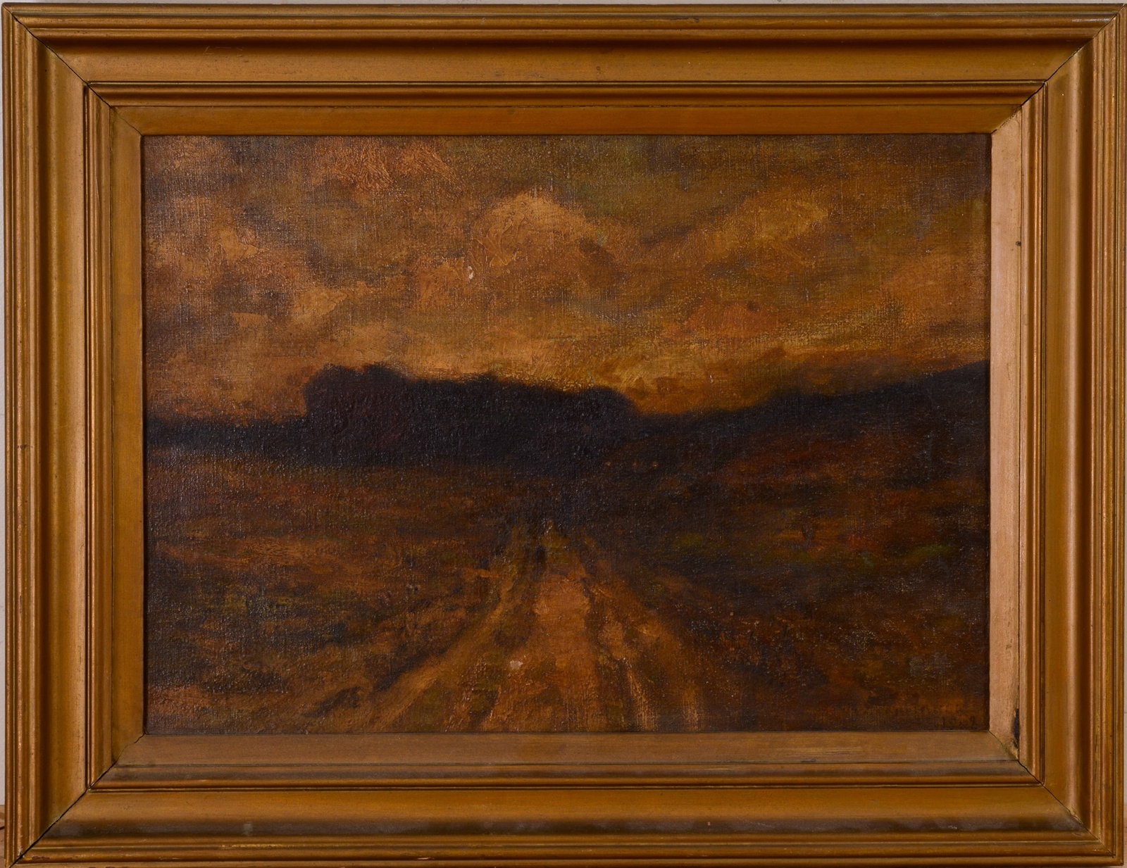 ANTIQUE TONALIST LANDSCAPE PAINTING. (1 of 3)