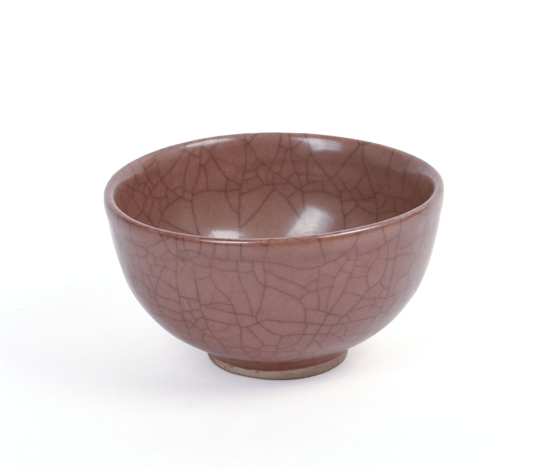 CHINESE LATE QING CRACKLE GLAZED BOWL.: Deep cafe brown. Diameter 4.75 inches.