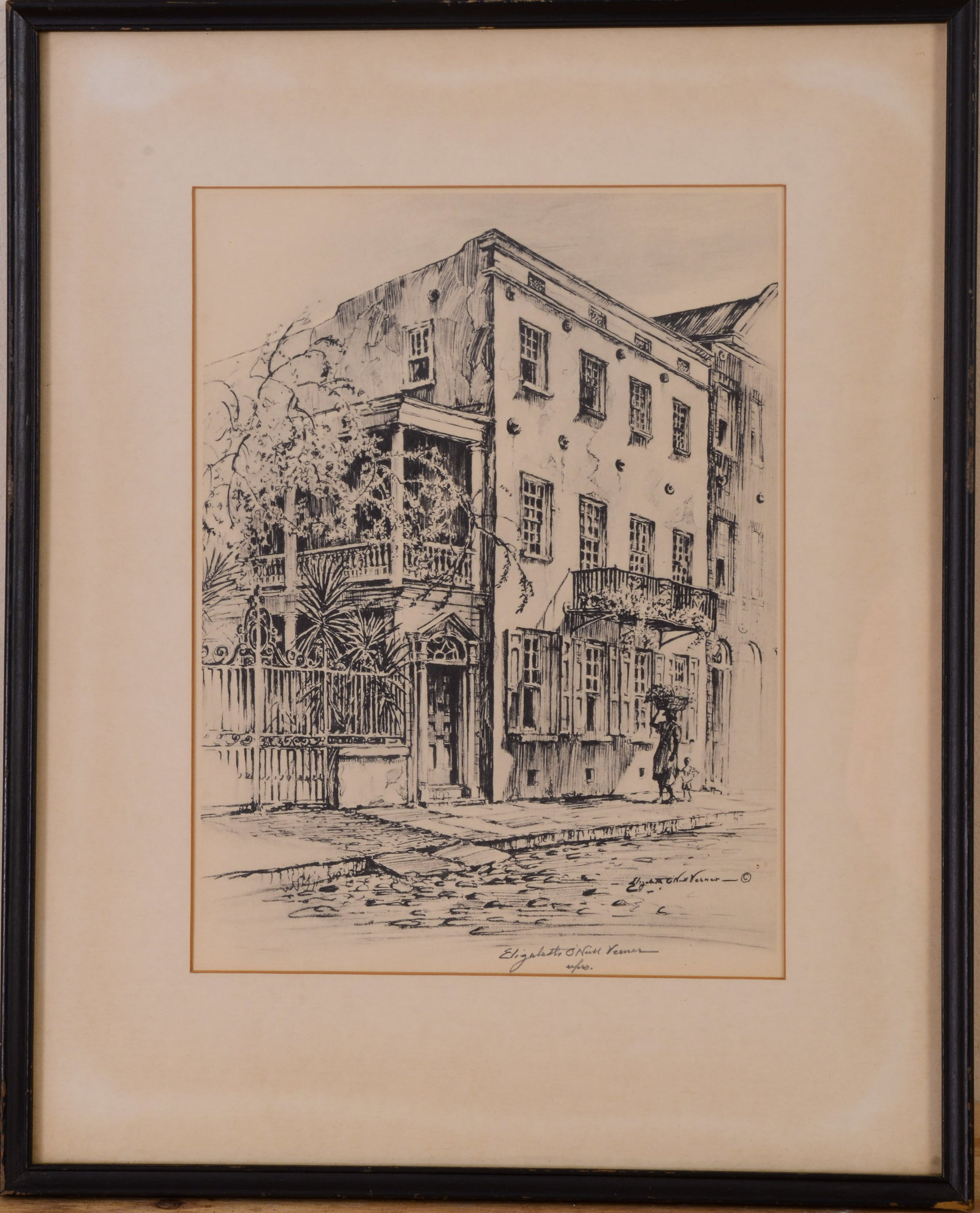 ELIZABETH O'NEILL VERNER LITHOGRAPH.: Signed Elizabeth O'Neill Verner, repro in pencil. Sight 12 x 9 inches. Framed, 18 x 15 inches.